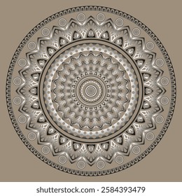 Silver Mandala Design. Circle lace ornament made in vector