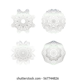 Silver mandala on  white background. Hand drawn abstract background.  Vintage vector pattern.  Silver texture. 