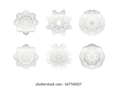 Silver mandala on  white background. Hand drawn abstract background.  Vintage vector pattern.  Silver texture. 