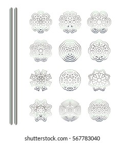 Silver mandala on  white background. Hand drawn abstract background.  Vintage vector pattern.  Silver texture. 
