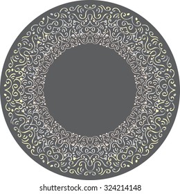 Silver mandala. Vintage round frame. Openwork design element.