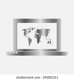 Silver Map Concept. Laptop 