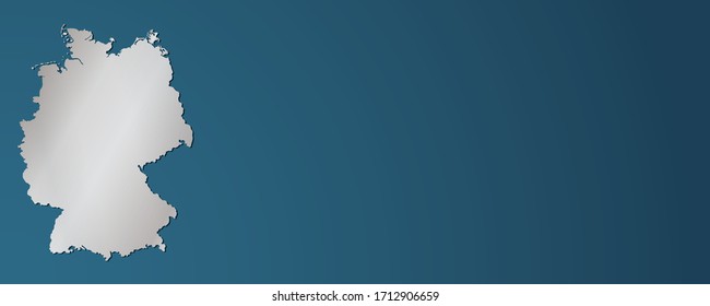 silver map of Germany on blue background