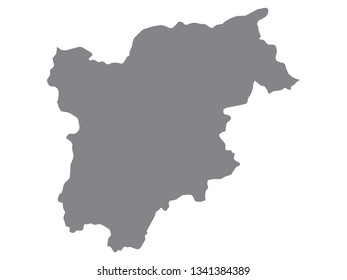 Silver Map of the Italian Region of Trentino Alto Adige