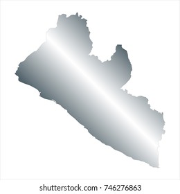 Silver Map of Liberia isolated on white background. editable vector illustration.