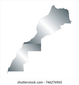 Silver Map of Morocco isolated on white background. editable vector illustration.