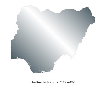 Silver Map of Nigeria isolated on white background. editable vector illustration.