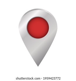 Silver Map pin icon isolated on white background. Pointer symbol. Location sign. Navigation map, gps, direction, place, compass, contact, search concept. Vector Illustration