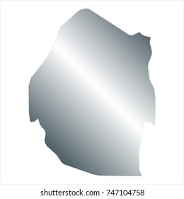 Silver Map of Swaziland isolated on white background. editable vector illustration.