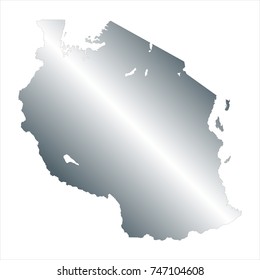 Silver Map of Tanzania isolated on white background. editable vector illustration.