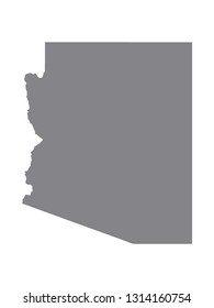 Silver Map of USA State of Arizona