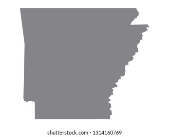 Silver Map of USA State of Arkansas