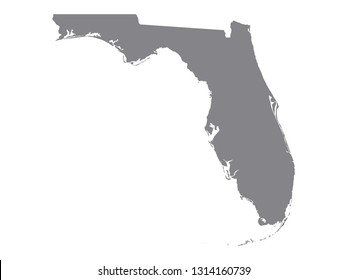 Silver Map of USA State of Florida