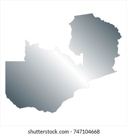 Silver Map of Zambia isolated on white background. editable vector illustration.