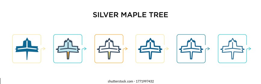 Silver maple tree vector icon in 6 different modern styles. Black, two colored silver maple tree icons designed in filled, outline, line and stroke style. Vector illustration can be used for web, 