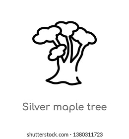 silver maple tree vector line icon. Simple element illustration. silver maple tree outline icon from nature concept. Can be used for web and mobile
