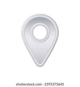 Silver marker icon with a metallic shine, designed to pinpoint a specific spot on digital platforms.