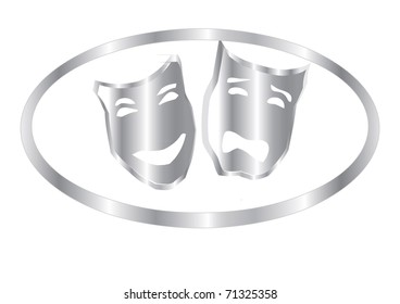 silver masks in theater isolated