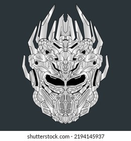 Silbermecha-Roboterkopfgrafik, Silver mecha-Roboterkopfgrafik