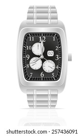 silver mechanical wristwatch with bracelet vector illustration isolated on white background