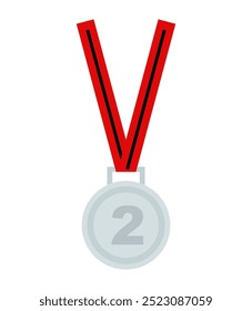 silver medal (2nd place) with red ribbon hanging