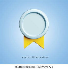 silver medal in 3d vector illustration