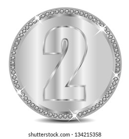 silver medal with ablaze stones and number