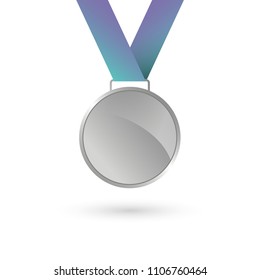 Silver Medal, award Medal. Vector.
