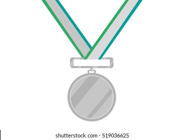 Silver Medal hanging. Editable Clip Art.