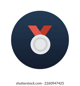 Silver medal icon, Flat vector illustration for web and mobile interface, EPS 10