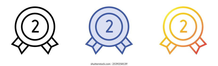 silver medal icon. Linear, Blue Fill and Gradient Style Design Isolated On White Background