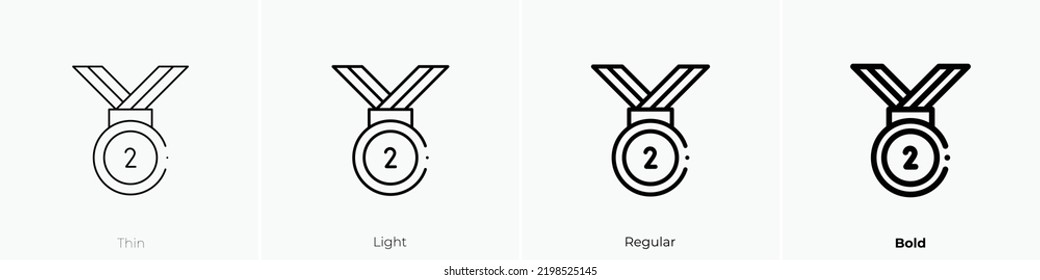 silver medal icon. Thin, Light Regular And Bold style design isolated on white background