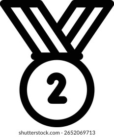 silberne Medaillensymbol. Design mit dünnen linearen Stilen einzeln auf weißem Hintergrund