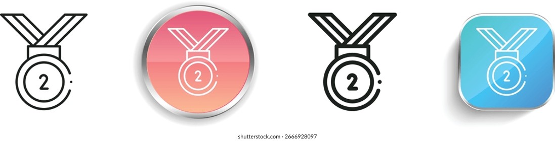 silver medal icon. Thin Linear, Regular and Button Style Design Isolated On White Background