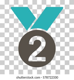 Silver Medal icon. Vector illustration style is flat iconic bicolor symbol, grey and cyan colors, transparent background. Designed for web and software interfaces.