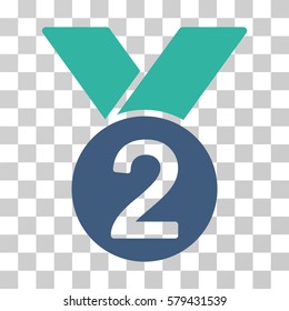 Silver Medal icon. Vector illustration style is flat iconic bicolor symbol, cobalt and cyan colors, transparent background. Designed for web and software interfaces.
