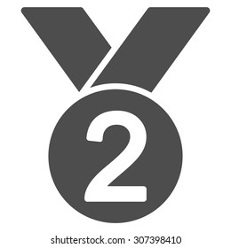 Silver medal icon. Vector style is flat symbols, gray color, rounded angles, white background.