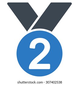 Silver medal icon. Vector style is flat bicolor symbols, smooth blue colors, rounded angles, white background.