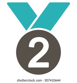 Silver medal icon. Vector style is flat bicolor symbols, grey and cyan colors, rounded angles, white background.