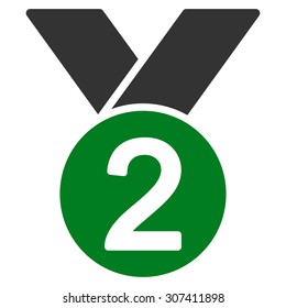 Silver medal icon. Vector style is flat bicolor symbols, green and gray colors, rounded angles, white background.