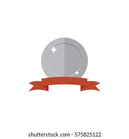 Silver medal icon.Single high quality sign of silver prize for webdesign or mobile app. Silver award vector illustration. Color symbol on white background