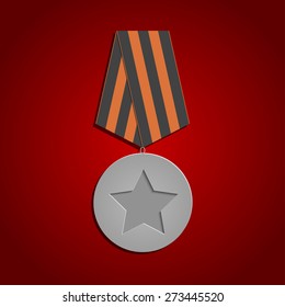 Silver medal with the imprint of star