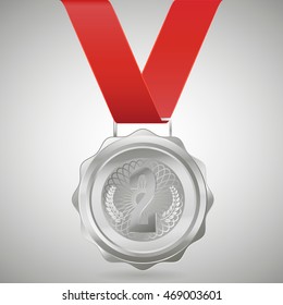 Silver medal isolated on a white background. Vector illustration