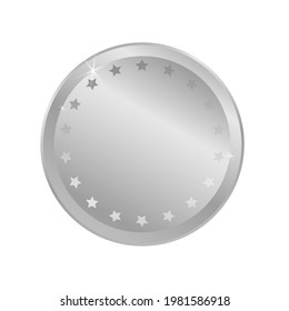 medalla de plata placa vectorial aislada. Ilustración moderna aislada. Sello de lujo. Elemento de diseño del vector

