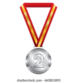 Silver medal on white background.