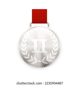 Silver medal. Premium metal seals for winners of 2st places.