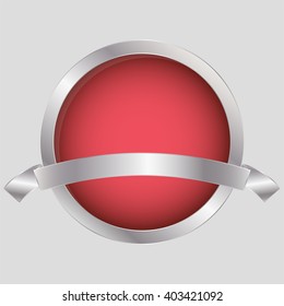Silver medal with red inner circle and blank ribbon. Silver award with ribbon and place for text.