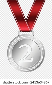 Medalla de plata. Medalla de plata con cinta roja. Premio a la medalla de oro del ganador del diseño. Medalla ganadora de campeón