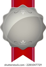 Silver medal and red ribbon sticker frame