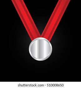 silver medal with ribbon